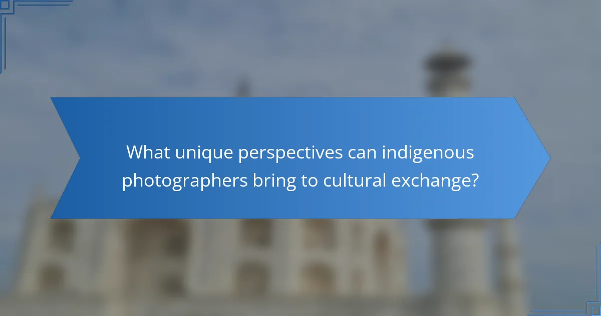 What unique perspectives can indigenous photographers bring to cultural exchange?