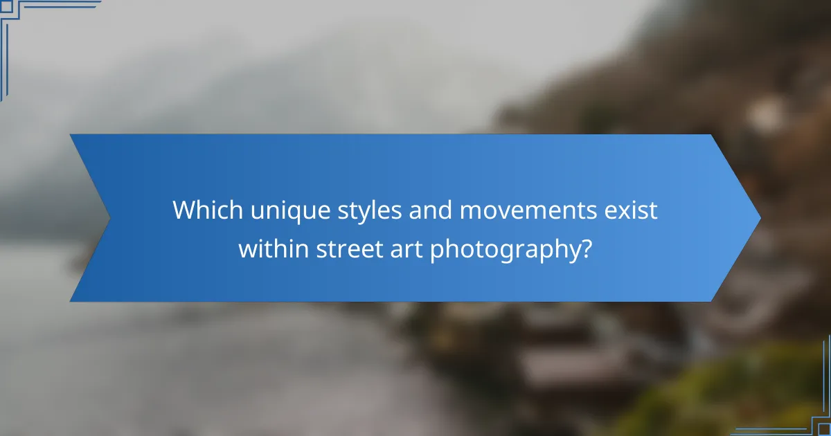 Which unique styles and movements exist within street art photography?